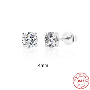 Boucles D'Oreilles En Moissanite S925 Plaqué Platine, Forme Géométrique Classique, Collection Simple Series h5 