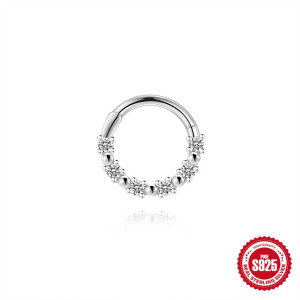 Boucles D'Oreilles En Moissanite Pour Femme, Série Simple Classic Circle, Plaquées Platine S925. h5 Image3