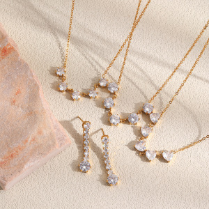 Collier Pendentif Élégant En Forme De Cœur, En Acier Inoxydable Étanche, Couleur Or Et Zircon, Pour Femme h5 Image2