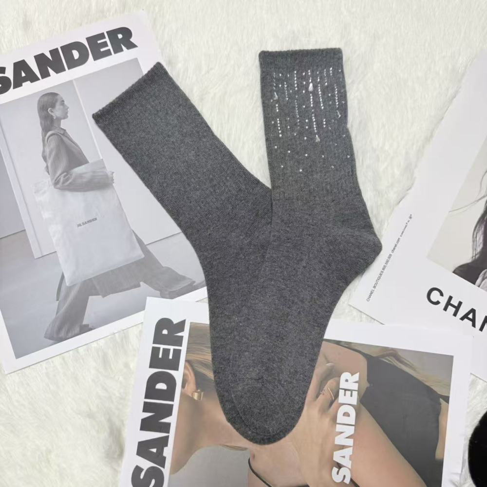 Chaussettes Mi-Mollet Basiques À Paillettes Et Strass, Légèrement Rebondissantes h5Image2