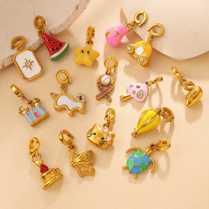 Pendentifs Diy Pour Femmes En Acier Inoxydable Étanche, En Forme De Fruit Mignon, Couleur Or h5 Image3
