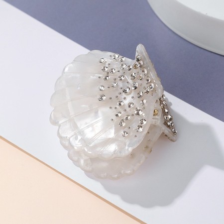 Pinces à cheveux pour femmes, style océanique, en acétate de coquillage et strass, collection Simple Series 2