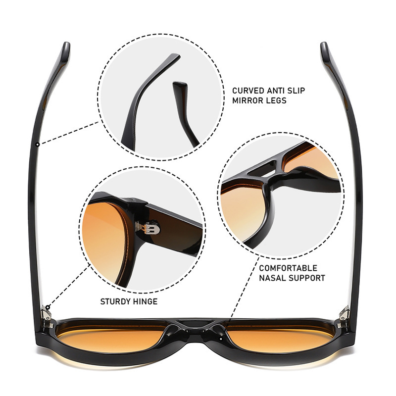 Lunettes De Soleil Femme Simple Series, Style Décontracté, Couleur Unie, Imprimé Léopard Dégradé h5Image4