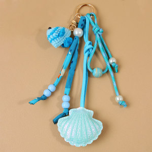 Collection Romantique De Perles De Style Océanique Pour Vacances, Coquillages Tissés, Breloques De Sac En Polyester h5 Image2