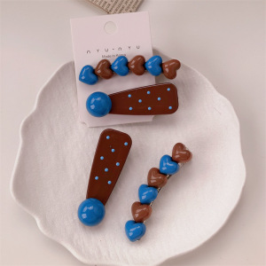 Pinces À Cheveux En Plastique À Pois Et Cœur Rétro De La Série Simple h5 Image2