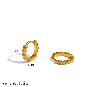 Boucles D'Oreilles Créoles Simples Pour Femmes, En Acier Inoxydable, Étanches, Couleur Or, Ornées De Strass Et De Perles Artificielles. h5