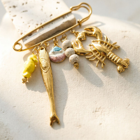 Broches en acier inoxydable style océanique, collection Simple, motif coquillages, étoiles de mer et coraux 2