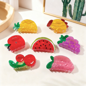 Pinces À Cheveux En Pvc À Motif Fruits Mignons Et Couleurs Assorties, De La Série Simple h5 Image3
