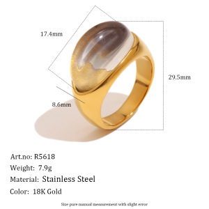 Bagues En Résine Style Punk Elliptique, Collection Simple Series h5 