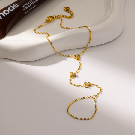 Chaîne de poignet Daily Flower en acier inoxydable étanche couleur or avec zircon pour femme