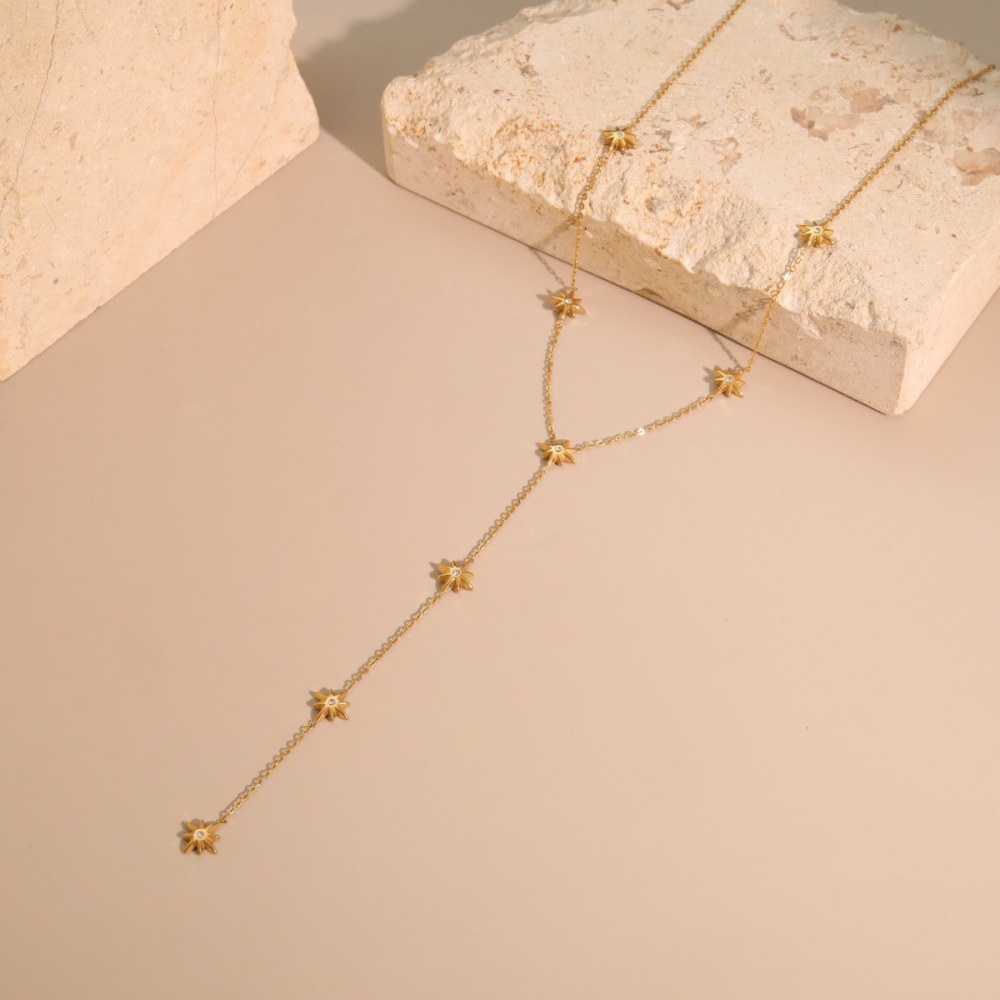 Colliers À Maillons Simples Pour Femmes, Collection Daily Tassel Star Chain, En Acier Inoxydable Imperméable, Couleur Froide h5Image4