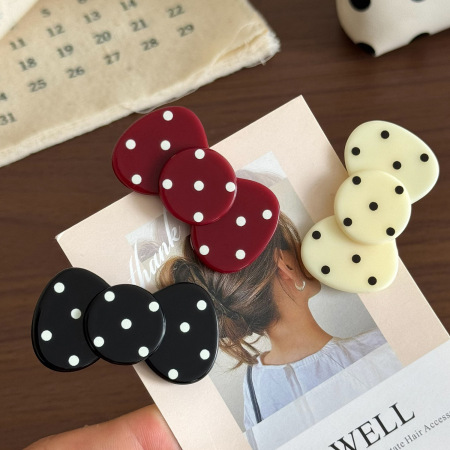 Pinces à cheveux en acétate à pois et nœud papillon, collection romantique 2