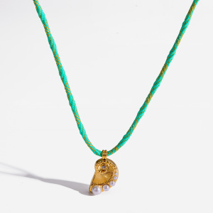 Colliers Pendentifs Pour Femmes, Style Ethnique, Vacances Océaniques, En Acier Inoxydable Étanche Couleur Or Et Zircon h5 Image4
