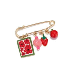 Broches En Alliage De Fraises Avec Perles Et Fleurs Mignonnes De La Série Simple h5 Image3