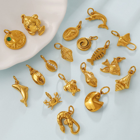 Pendentifs simples à réaliser soi-même, de forme irrégulière, de style océanique, en acier inoxydable étanche, couleur or et strass. 2
