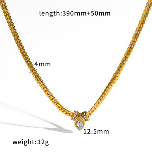 Colliers À Maillons Élégants Pour Femmes, En Acier Inoxydable Étanche, Couleur Or, Avec Zircon. h5 