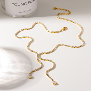 Colliers Pendentifs Luxueux Pour Femmes, En Acier Inoxydable Étanche, Couleur Or, Ornés De Zircon. h5 Image4