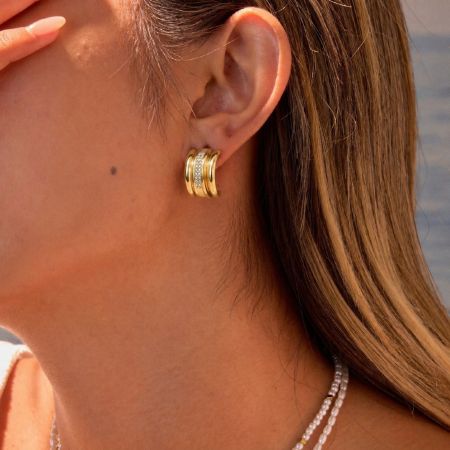 Boucles d'oreilles puces pour femmes, en acier inoxydable imperméable, forme irrégulière, collection Simple Series Daily