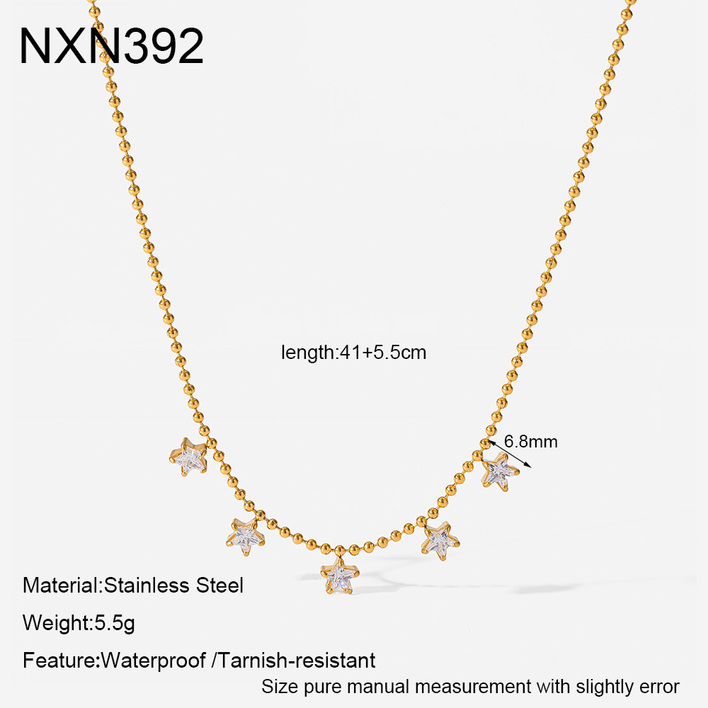 Colliers Pendentifs Pour Femmes, Série Luxueuse, Élégants Et En Forme D'Étoile, En Acier Inoxydable Étanche Couleur Or Et Zircon.