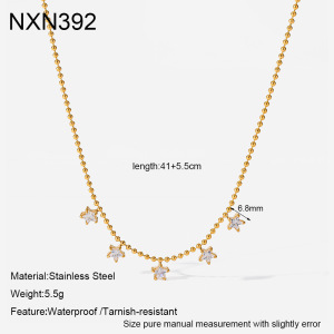 Colliers Pendentifs Pour Femmes, Série Luxueuse, Élégants Et En Forme D'Étoile, En Acier Inoxydable Étanche Couleur Or Et Zircon. h5