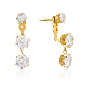 Boucles D'Oreilles Pendantes Pour Femme, Simples Et Rondes, En Acier Inoxydable, Étanches, Couleur Or, Avec Zircon. h5 Image5