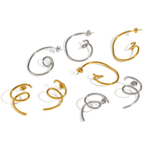 Boucles D'Oreilles Puces Pour Femmes, En Acier Inoxydable, Couleur Or, Forme Ronde Simple, Étanches. h5 Image4