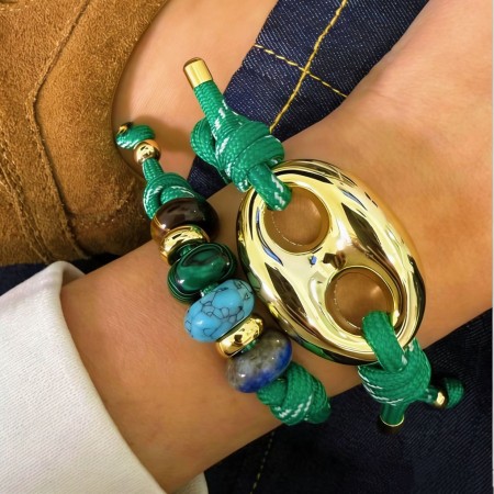 Bracelets tressés pour femmes en résine avec perles de forme irrégulière 2