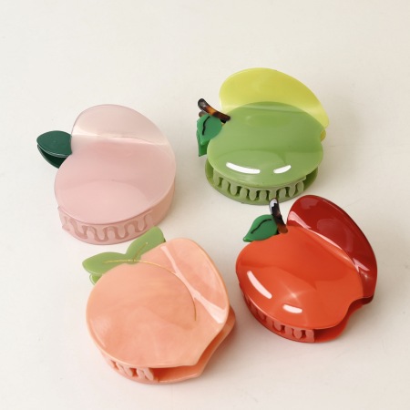 Pinces à cheveux en acétate de couleur unie, motif fruits mignons, série Simple 2
