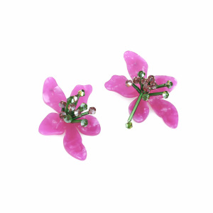Boucles D'Oreilles Puces En Acrylique Sweet Flower Pour Femmes, Collection Romantique h5 Image3
