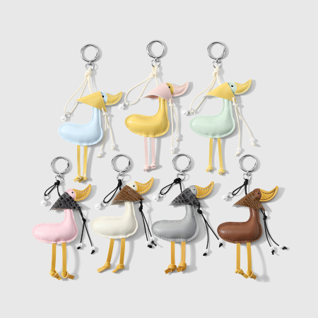 Breloques de sac en cuir pour femme, motif petit canard mignon, collection Simple Series
