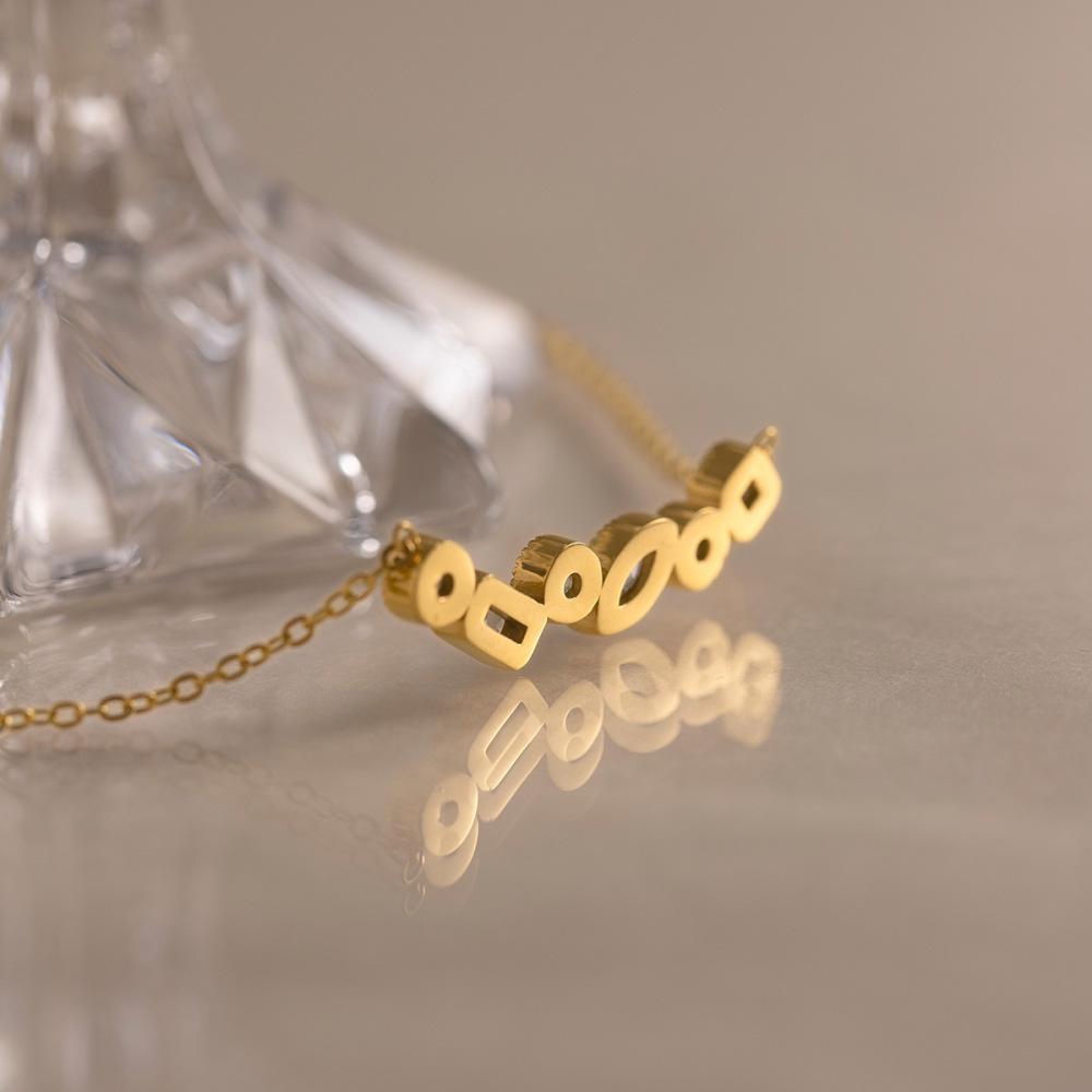 Colliers Pendentifs Pour Femmes En Acier Inoxydable Imperméable Avec Zircon De Forme Géométrique Image4