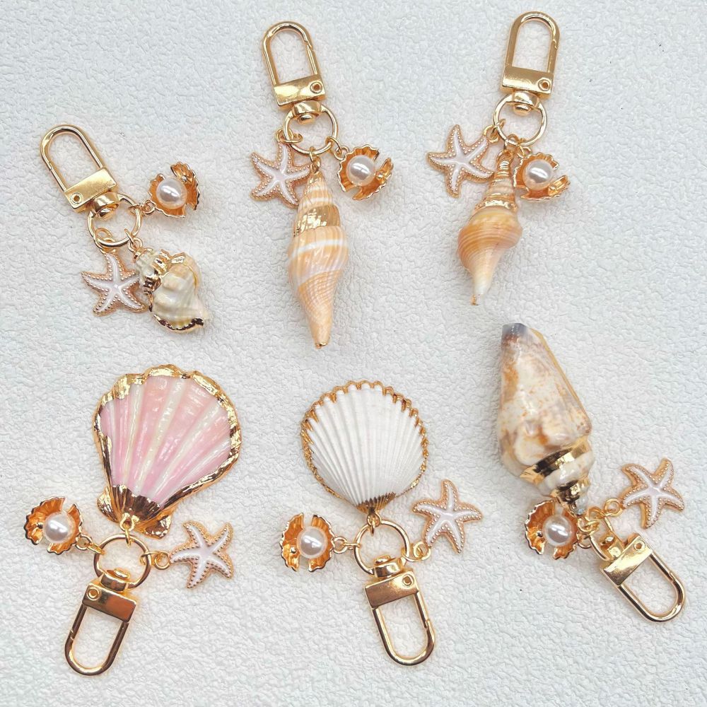 Porte-Clés Coquillage En Forme Irrégulière, Style Océanique, Collection Simple, Collection Vacances, Coquillage Étoile De Mer. Image3