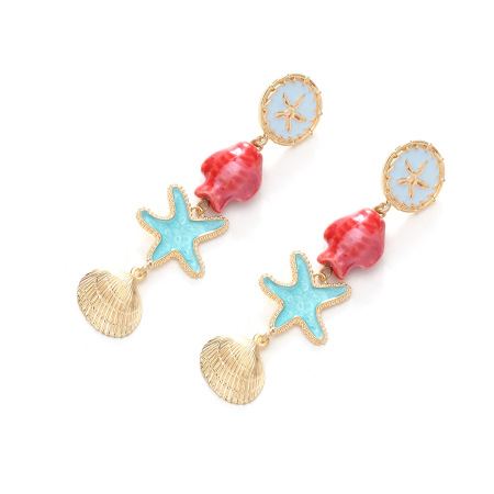 Boucles d'oreilles pendantes pour femme, style océanique, motif étoile de mer, en alliage, collection romantique 2