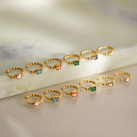 Boucles d'oreilles créoles simples en acier inoxydable, étanches, couleur or, avec zircon. 2