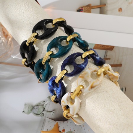 Bracelets à chaînes en résine style punk pour femmes 2