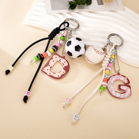 Perles torsadées simples de la série Sports - Lettre Football - Breloques de sac en acrylique