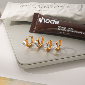 Boucles D'Oreilles Créoles Pour Femmes Simple Series Daily Droplet Circle En Acier Inoxydable Étanche Couleur Or Avec Zircon h5 Image5