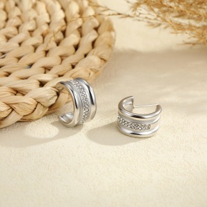 Boucles D'Oreilles Puces Pour Femmes, En Acier Inoxydable Imperméable, Forme Irrégulière, Collection Simple Series Daily h5 Image3