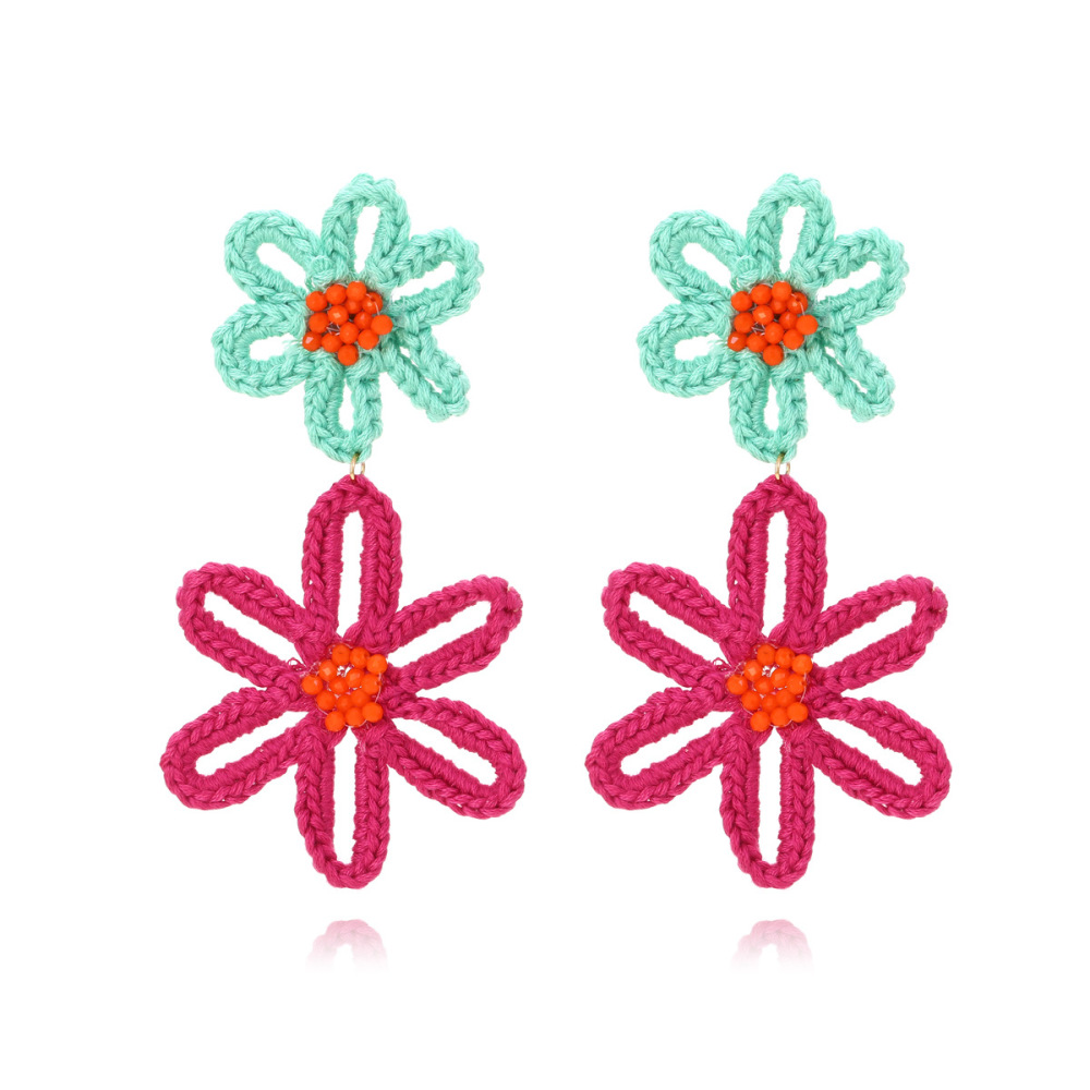 Boucles D'Oreilles Pendantes Pour Femmes En Fil À Fleurs Douces De La Série Romantique