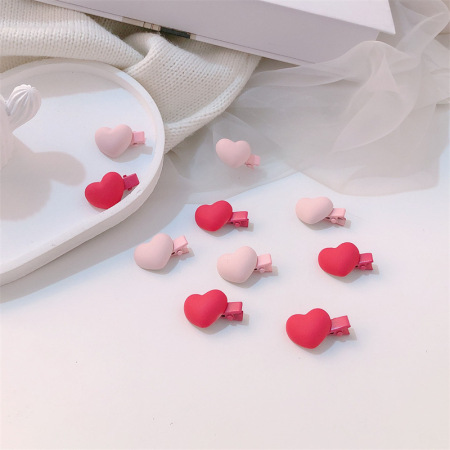 Pinces à cheveux en plastique uni couleur cœur, collection romantique