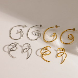 Boucles D'Oreilles Puces Pour Femmes, En Acier Inoxydable, Couleur Or, Forme Ronde Simple, Étanches. h5 Image3