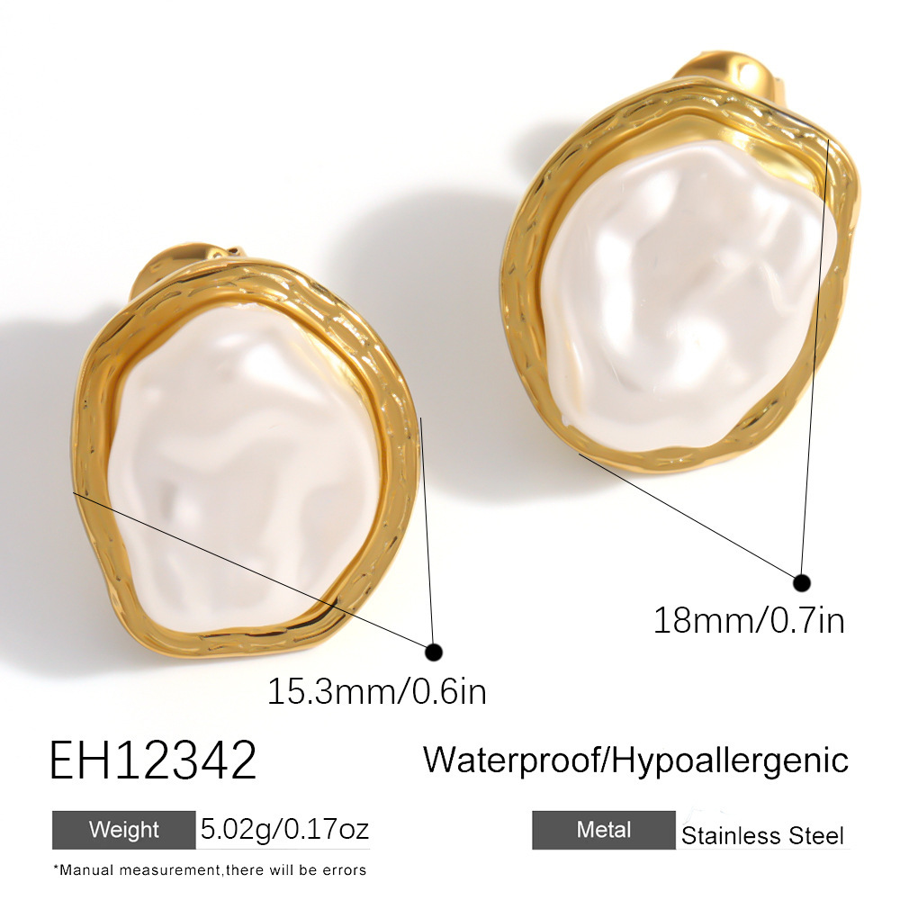 Boucles D'Oreilles Puces Pour Femmes, Élégantes, De Forme Irrégulière, En Acier Inoxydable, Étanches, De La Collection Simple Series