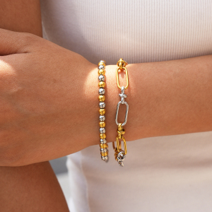Ensembles De Bracelets Simple Series Daily Shape En Acier Inoxydable Étanche Couleur Or h5 Image4