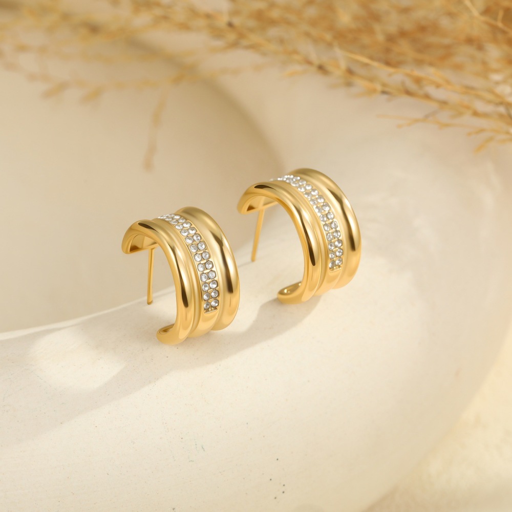 Boucles D'Oreilles Puces Pour Femmes, En Acier Inoxydable Imperméable, Forme Irrégulière, Collection Simple Series Daily Image4