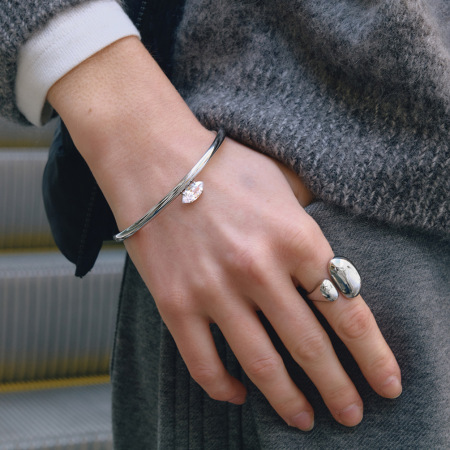 Bracelets manchettes simples en acier inoxydable étanche, couleur or, avec zircon pour femmes 2
