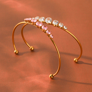 Bracelets Pour Femmes Simple Series Daily Lines En Acier Inoxydable, Étanches, Couleur Or Et Zircon h5 Image4