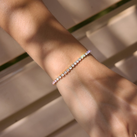 Bracelet chaîne simple en acier inoxydable étanche couleur or avec zircon pour femme 2