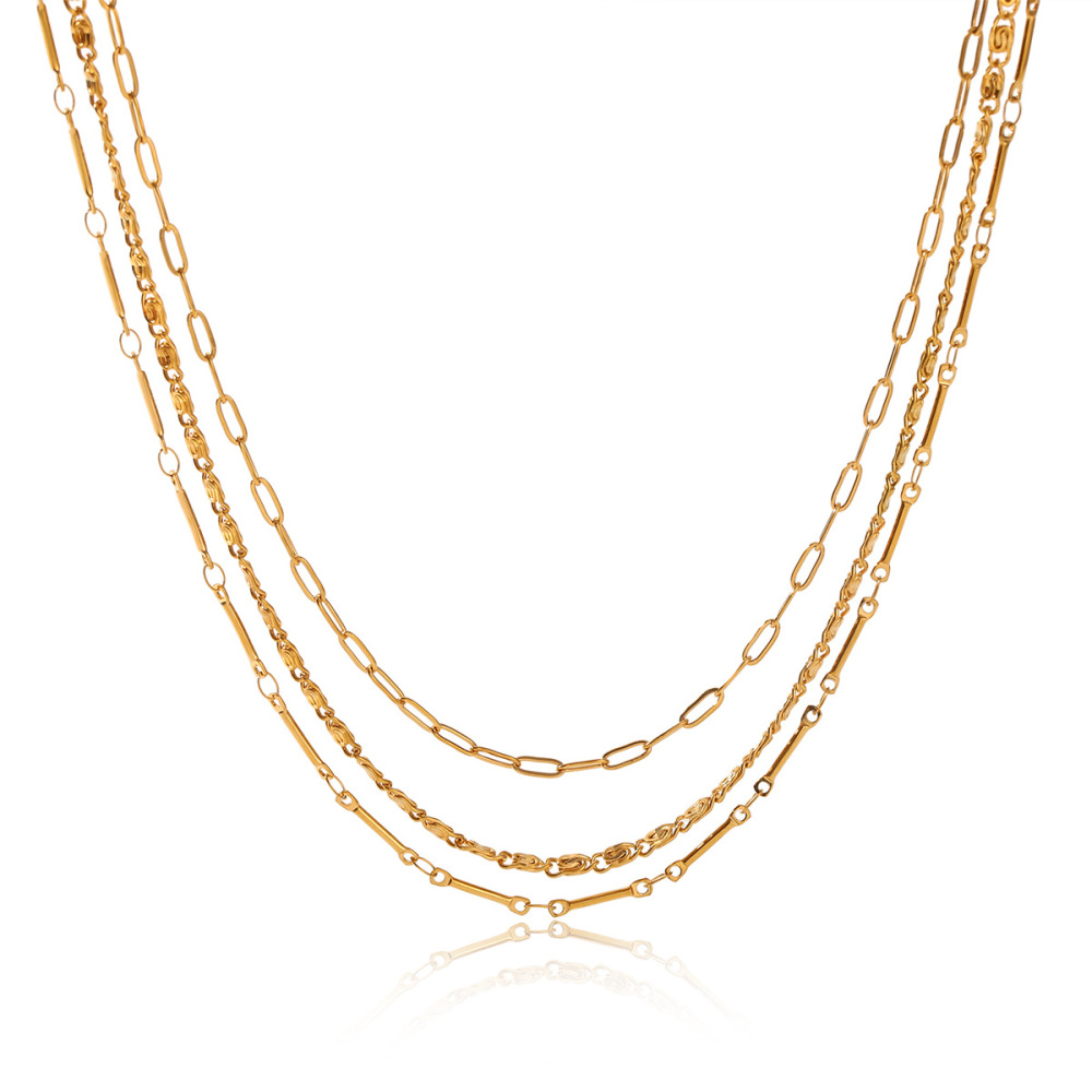 Colliers Superposés Pour Femmes, En Acier Inoxydable, Couleur Or, Étanches, De La Collection Simple Series Daily Chain Image6