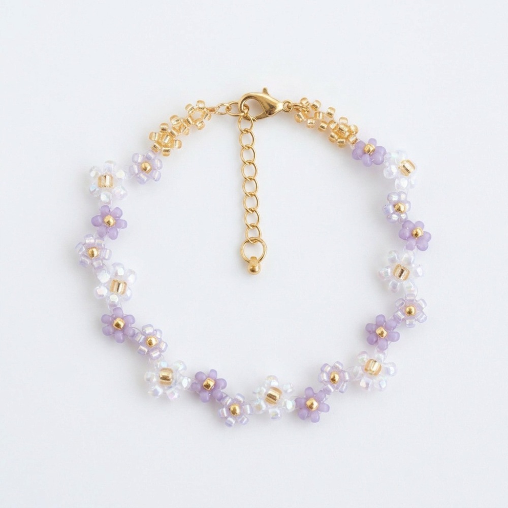 Bracelets En Résine Pour Femmes, Collection Romantique « Douces Fleurs », Ornés De Perles. Image4