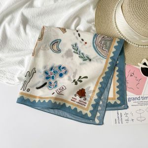 Écharpes D'Été En Coton Pour Femmes, Style Océanique, À Fleurs De Vacances h5 Image4